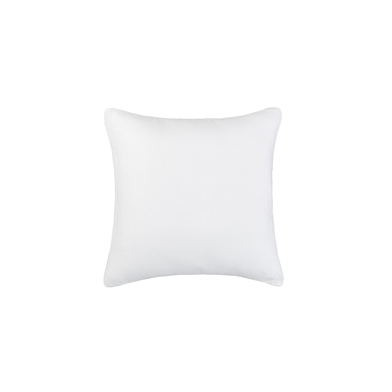 Housse de coussin carré 45 x 45 cm en lin lavé uni Blanc Optique