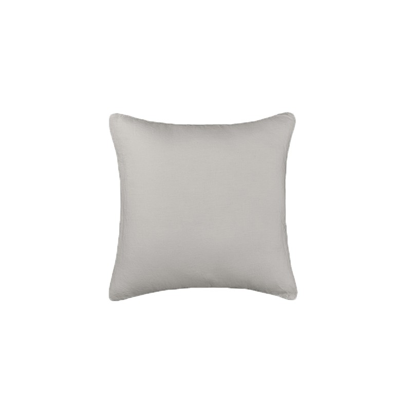 Housse de coussin carré 45 x 45 cm en lin lavé uni Argile