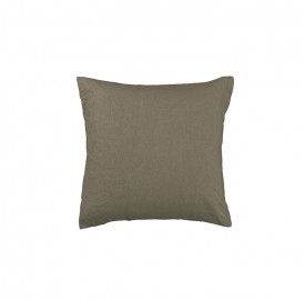 Housse de coussin carré 45 x 45 cm en lin lavé uni Vert De Terre