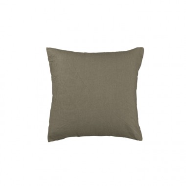 Housse de coussin carré 45 x 45 cm en lin lavé uni Vert De Terre