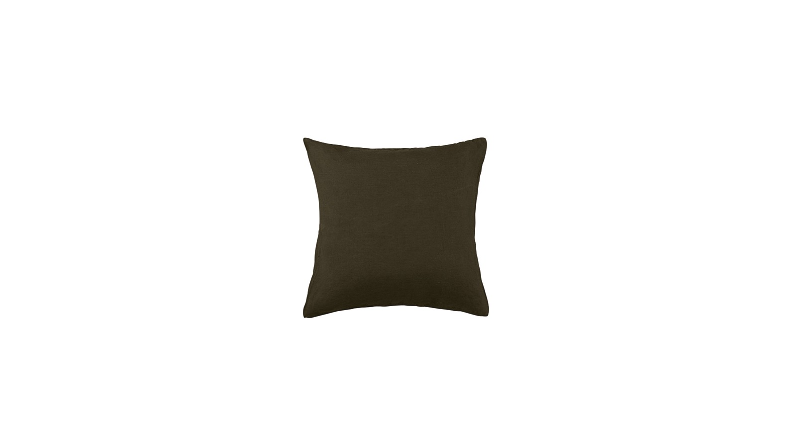 Housse de coussin carré 45 x 45 cm en lin lavé uni Vert Kaki