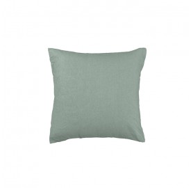 Housse de coussin carré 45 x 45 cm en lin lavé uni Vert Céladon