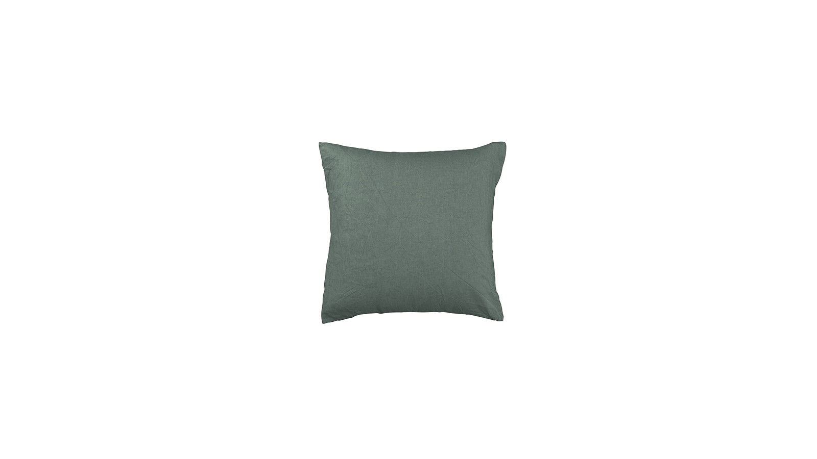 Housse de coussin carré 45 x 45 cm en lin lavé uni Vert Eucalyptus