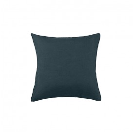 Housse de coussin carré 45 x 45 cm en lin lavé uni Bleu Coin Coin