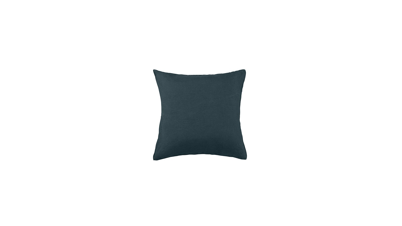 Housse de coussin carré 45 x 45 cm en lin lavé uni Bleu Coin Coin