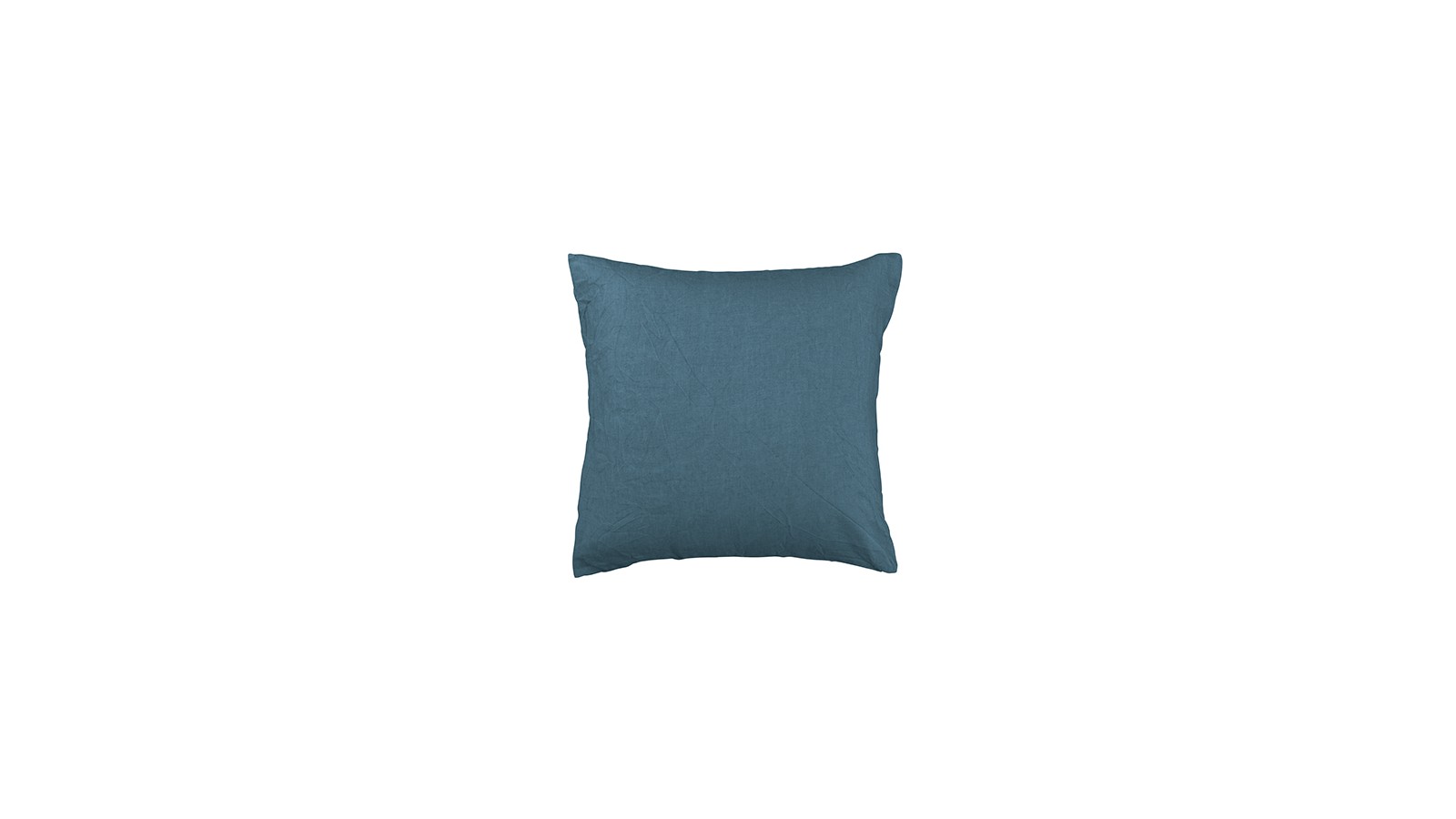 Housse de coussin carré 45 x 45 cm en lin lavé uni Bleu Pétrole
