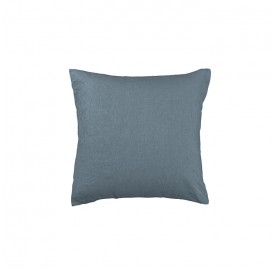 Housse de coussin carré 45 x 45 cm en lin lavé uni Bleu Orage