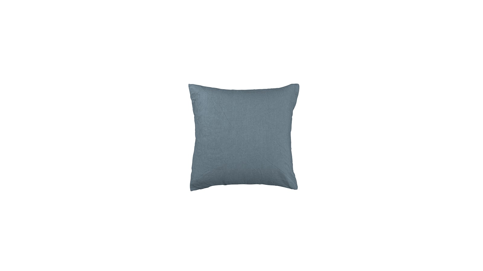 Housse de coussin carré 45 x 45 cm en lin lavé uni Bleu Orage