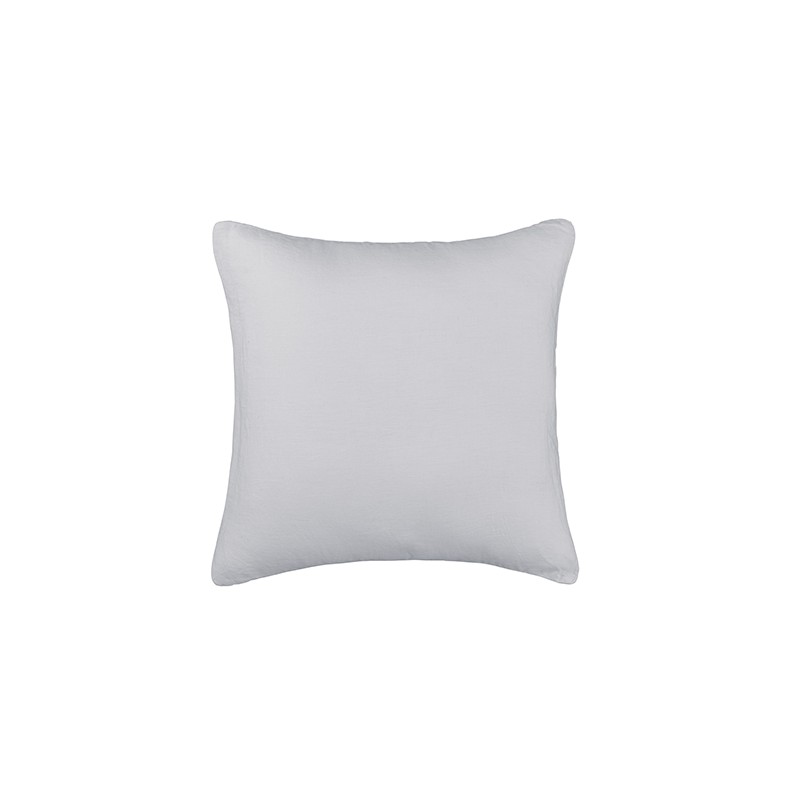 Housse de coussin carré 45 x 45 cm en lin lavé uni Gris Buée