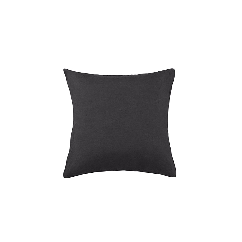 Housse de coussin carré 45 x 45 cm en lin lavé uni Gris Plomb