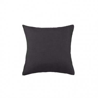 Housse de coussin carré 45 x 45 cm en lin lavé uni Gris Plomb