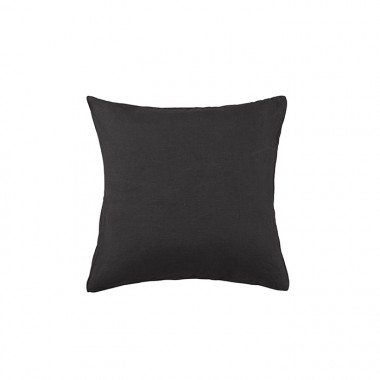 Housse de coussin carré 45 x 45 cm en lin lavé uni Charbon