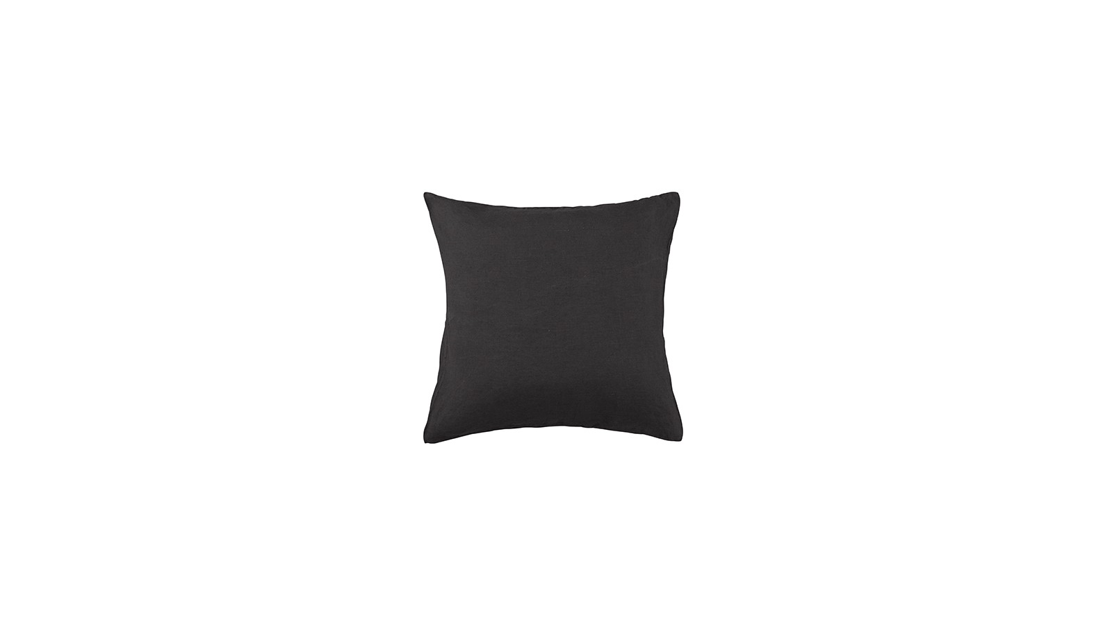 Housse de coussin carré 45 x 45 cm en lin lavé uni Charbon