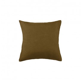 Housse de coussin carré 45 x 45 cm en lin lavé uni Caramel