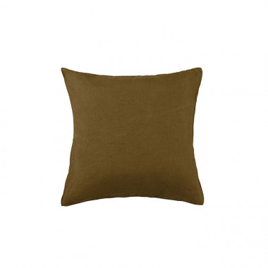 Housse de coussin carré 45 x 45 cm en lin lavé uni Caramel