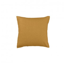 Housse de coussin carré 45 x 45 cm en lin lavé uni Jaune Pépite