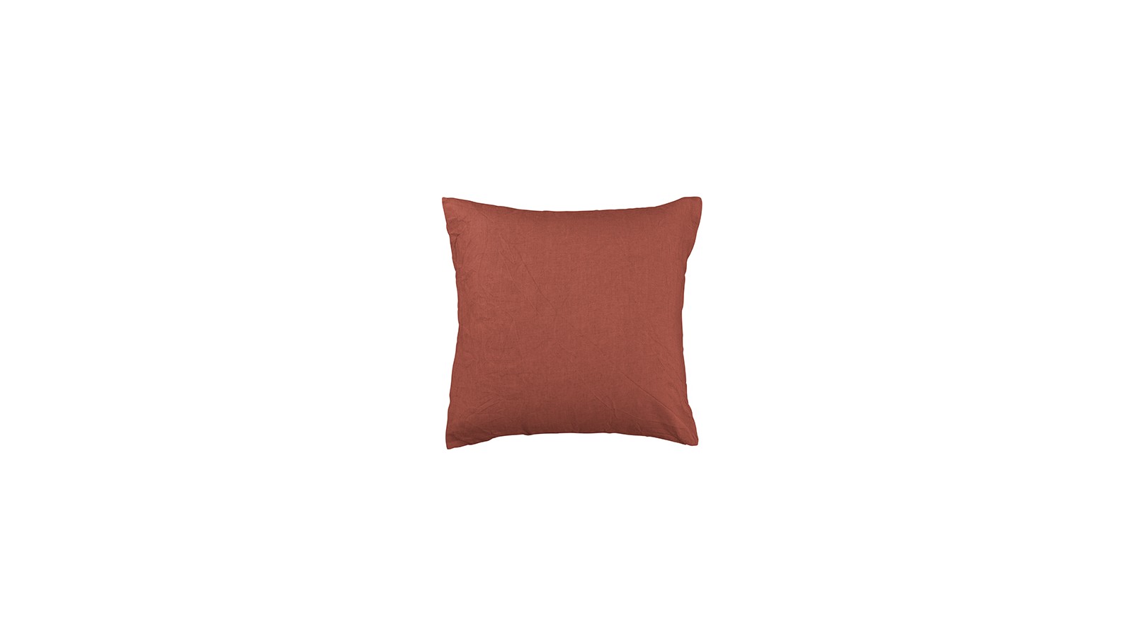 Housse de coussin carré 45 x 45 cm en lin lavé uni Orange Terracotta