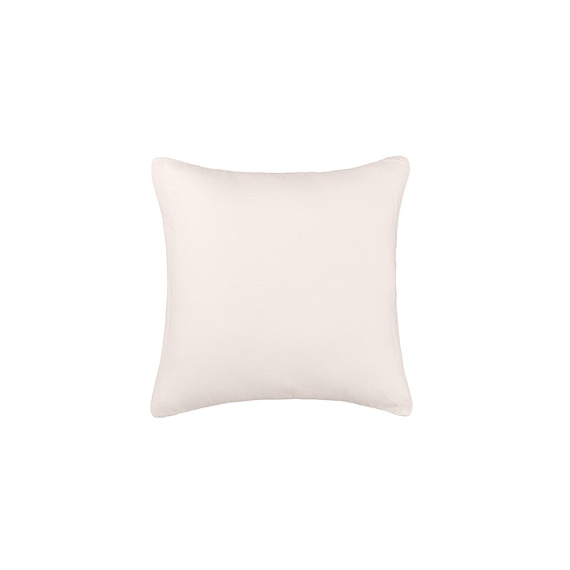 Housse de coussin carré 45 x 45 cm en lin lavé uni Rose Yogourt