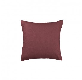 Housse de coussin carré 45 x 45 cm en lin lavé uni Rose Tomette