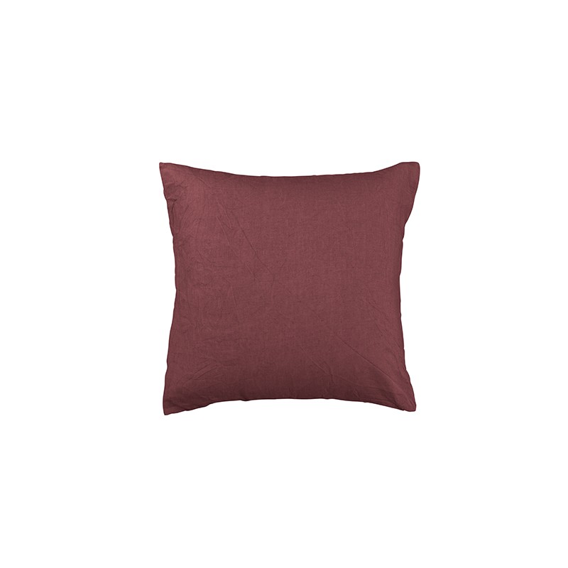 Housse de coussin carré 45 x 45 cm en lin lavé uni Rose Tomette