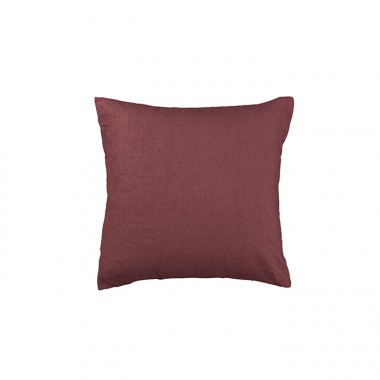 Housse de coussin carré 45 x 45 cm en lin lavé uni Rose Tomette