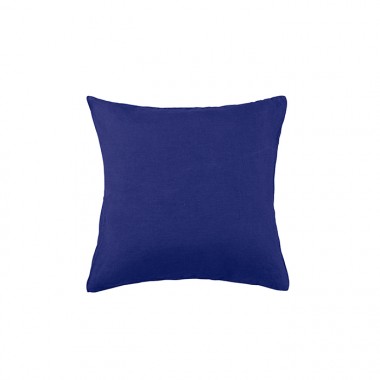 Housse de coussin carré 45 x 45 cm en lin lavé uni Bleu Klein