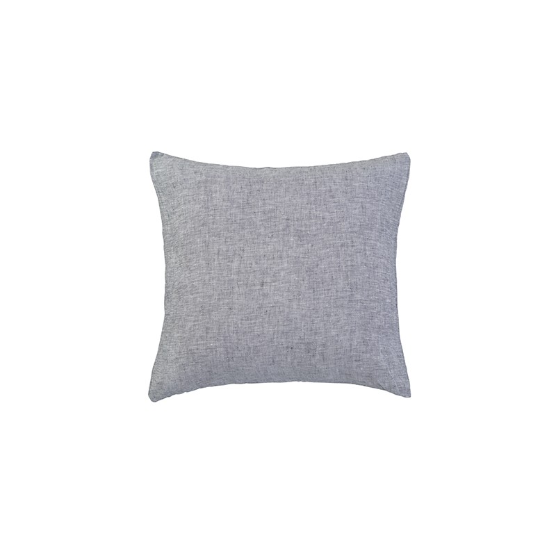 Housse de coussin carré 45 x 45 cm en lin lavé chambray Charbon